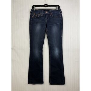 True Religion Becky Jeans Womens Size 28 Dark Wash Bootcut Flare Flap Pocket Y2K